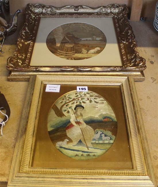 Two silkwork pictures